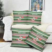 North Korea Christmas Pillow Cover with Green-Red Design, National Emblem, and Festive Snowflake Motif - Wonder Print Shop