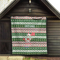 North Korea Christmas Quilt with Green-Red Design, National Emblem, and Festive Snowflake Motif - Wonder Print Shop