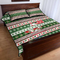 North Korea Christmas Quilt Bed Set with Green-Red Design, National Emblem, and Festive Snowflake Motif - Wonder Print Shop