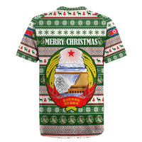 North Korea Christmas Rugby Jersey with Green-Red Design, National Emblem, and Festive Snowflake Motif - Wonder Print Shop