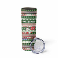 North Korea Christmas Skinny Tumbler with Green-Red Design, National Emblem, and Festive Snowflake Motif - Wonder Print Shop