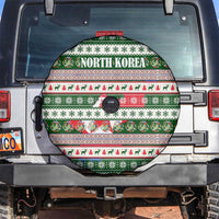 North Korea Christmas Spare Tire Cover with Green-Red Design, National Emblem, and Festive Snowflake Motif - Wonder Print Shop