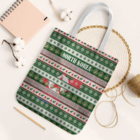 North Korea Christmas Tote Bag with Green-Red Design, National Emblem, and Festive Snowflake Motif - Wonder Print Shop