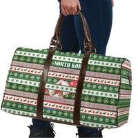 North Korea Christmas Travel Bag with Green-Red Design, National Emblem, and Festive Snowflake Motif - Wonder Print Shop