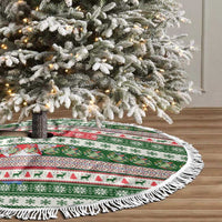 North Korea Christmas Tree Skirt with Green-Red Design, National Emblem, and Festive Snowflake Motif - Wonder Print Shop