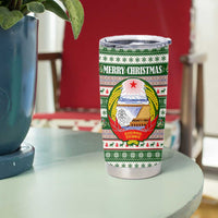 North Korea Christmas Tumbler Cup with Green-Red Design, National Emblem, and Festive Snowflake Motif - Wonder Print Shop