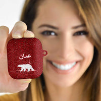 Oman Christmas AirPods Case with Red Geometric Design, White Oryx, and National Emblem Motif - Wonder Print Shop
