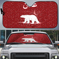 Oman Christmas Auto Sun Shade with Red Geometric Design, White Oryx, and National Emblem Motif - Wonder Print Shop