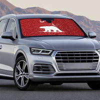 Oman Christmas Auto Sun Shade with Red Geometric Design, White Oryx, and National Emblem Motif - Wonder Print Shop