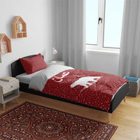 Oman Christmas Bedding Set with Red Geometric Design, White Oryx, and National Emblem Motif - Wonder Print Shop