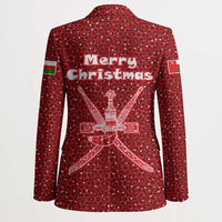 Oman Christmas Blazer with Red Geometric Design, White Oryx, and National Emblem Motif - Wonder Print Shop