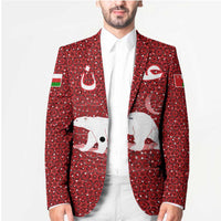 Oman Christmas Blazer with Red Geometric Design, White Oryx, and National Emblem Motif - Wonder Print Shop