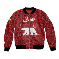 Oman Christmas Bomber Jacket with Red Geometric Design, White Oryx, and National Emblem Motif - Wonder Print Shop