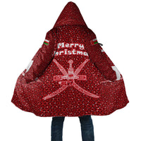 Oman Christmas Cloak with Red Geometric Design, White Oryx, and National Emblem Motif - Wonder Print Shop