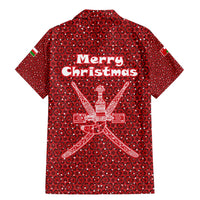 Oman Christmas Family Matching Mermaid Dress and Hawaiian Shirt with Red Geometric Design, White Oryx, and National Emblem Motif - Wonder Print Shop