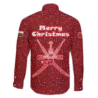 Oman Christmas Family Matching Off Shoulder Short Dress and Hawaiian Shirt with Red Geometric Design, White Oryx, and National Emblem Motif - Wonder Print Shop
