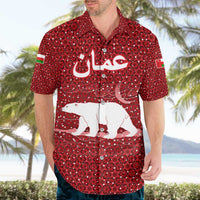 Oman Christmas Hawaiian Shirt with Red Geometric Design, White Oryx, and National Emblem Motif - Wonder Print Shop