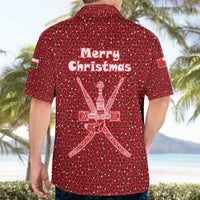 Oman Christmas Hawaiian Shirt with Red Geometric Design, White Oryx, and National Emblem Motif - Wonder Print Shop