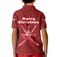 Oman Christmas Kid Polo Shirt with Red Geometric Design, White Oryx, and National Emblem Motif - Wonder Print Shop