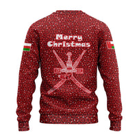 Oman Christmas Ugly Christmas Sweater with Red Geometric Design, White Oryx, and National Emblem Motif - Wonder Print Shop