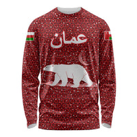 Oman Christmas Long Sleeve Shirt with Red Geometric Design, White Oryx, and National Emblem Motif - Wonder Print Shop