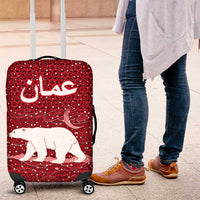 Oman Christmas Luggage Cover with Red Geometric Design, White Oryx, and National Emblem Motif - Wonder Print Shop