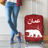 Oman Christmas Luggage Cover with Red Geometric Design, White Oryx, and National Emblem Motif - Wonder Print Shop