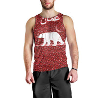 Oman Christmas Men Tank Top with Red Geometric Design, White Oryx, and National Emblem Motif - Wonder Print Shop