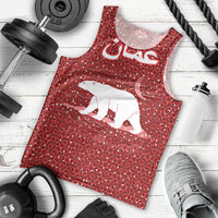 Oman Christmas Men Tank Top with Red Geometric Design, White Oryx, and National Emblem Motif - Wonder Print Shop
