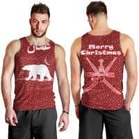 Oman Christmas Men Tank Top with Red Geometric Design, White Oryx, and National Emblem Motif - Wonder Print Shop