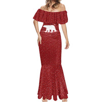 Oman Christmas Mermaid Dress with Red Geometric Design, White Oryx, and National Emblem Motif - Wonder Print Shop