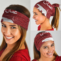 Oman Christmas Neck Gaiter with Red Geometric Design, White Oryx, and National Emblem Motif - Wonder Print Shop