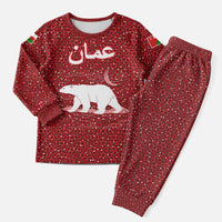 Oman Christmas Pajama Set with Red Geometric Design, White Oryx, and National Emblem Motif - Wonder Print Shop