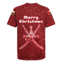 Oman Christmas Rugby Jersey with Red Geometric Design, White Oryx, and National Emblem Motif - Wonder Print Shop