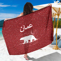 Oman Christmas Sarong with Red Geometric Design, White Oryx, and National Emblem Motif - Wonder Print Shop