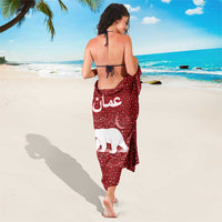Oman Christmas Sarong with Red Geometric Design, White Oryx, and National Emblem Motif - Wonder Print Shop