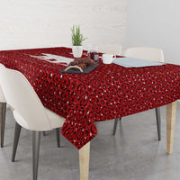 Oman Christmas Tablecloth with Red Geometric Design, White Oryx, and National Emblem Motif - Wonder Print Shop