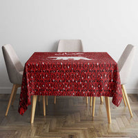 Oman Christmas Tablecloth with Red Geometric Design, White Oryx, and National Emblem Motif - Wonder Print Shop