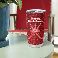Oman Christmas Tumbler Cup with Red Geometric Design, White Oryx, and National Emblem Motif - Wonder Print Shop