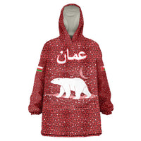 Oman Christmas Wearable Blanket Hoodie with Red Geometric Design, White Oryx, and National Emblem Motif - Wonder Print Shop