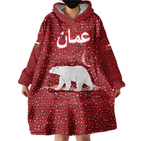 Oman Christmas Wearable Blanket Hoodie with Red Geometric Design, White Oryx, and National Emblem Motif - Wonder Print Shop