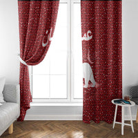 Oman Christmas Window Curtain with Red Geometric Design, White Oryx, and National Emblem Motif - Wonder Print Shop