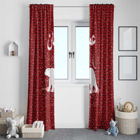 Oman Christmas Window Curtain with Red Geometric Design, White Oryx, and National Emblem Motif - Wonder Print Shop