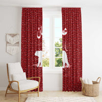 Oman Christmas Window Curtain with Red Geometric Design, White Oryx, and National Emblem Motif - Wonder Print Shop