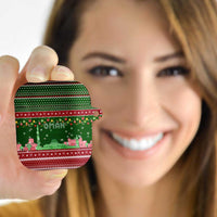 Oman Christmas AirPods Case with Green-Red Pattern, Mosque and Fort Landmarks, and Festive Ornament Motif - Wonder Print Shop
