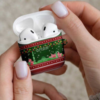 Oman Christmas AirPods Case with Green-Red Pattern, Mosque and Fort Landmarks, and Festive Ornament Motif - Wonder Print Shop
