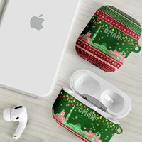 Oman Christmas AirPods Case with Green-Red Pattern, Mosque and Fort Landmarks, and Festive Ornament Motif - Wonder Print Shop