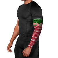 Oman Christmas Arm Sleeves with Green-Red Pattern, Mosque and Fort Landmarks, and Festive Ornament Motif - Wonder Print Shop