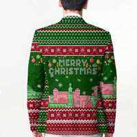 Oman Christmas Blazer with Green-Red Pattern, Mosque and Fort Landmarks, and Festive Ornament Motif - Wonder Print Shop