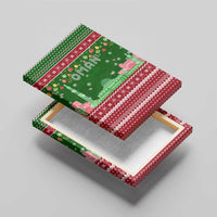 Oman Christmas Canvas Wall Art with Green-Red Pattern, Mosque and Fort Landmarks, and Festive Ornament Motif - Wonder Print Shop